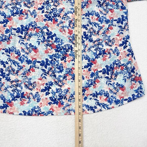 Talbots Top Plus Size 3X Blue Pink Floral Popover Blouse Ruffles Preppy Resort - Picture 11 of 11